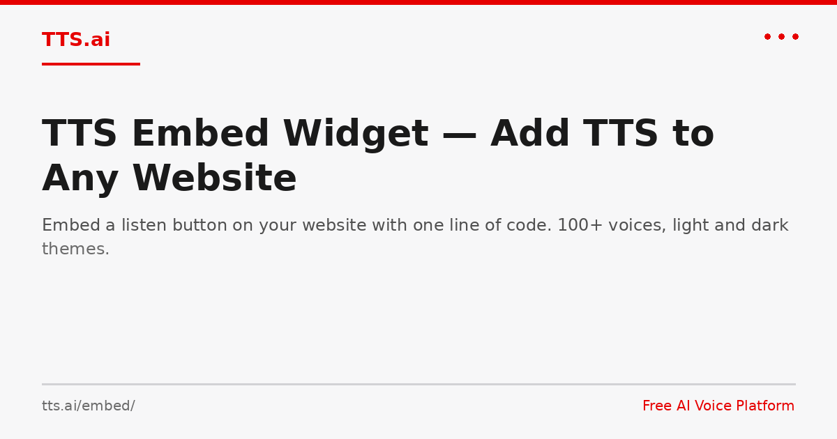 TTS Embed Widget - Add Text-to-Speech to Any Website | TTS.ai