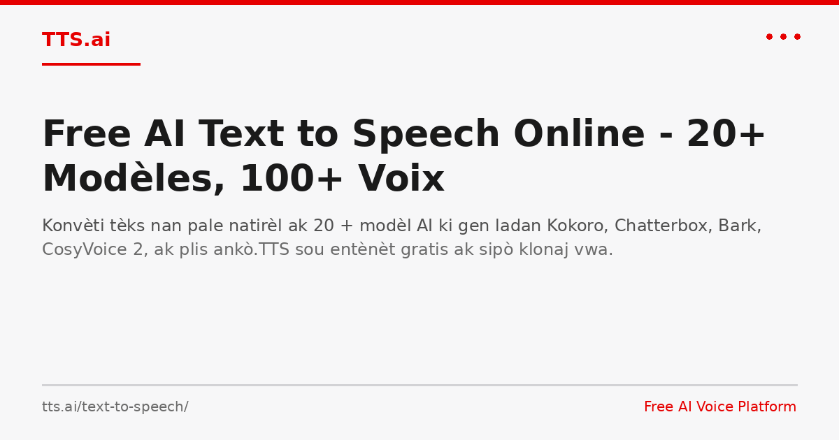 Free AI Text to Speech Online - 20+ Modèles, 100+ Voix | TTS.ai