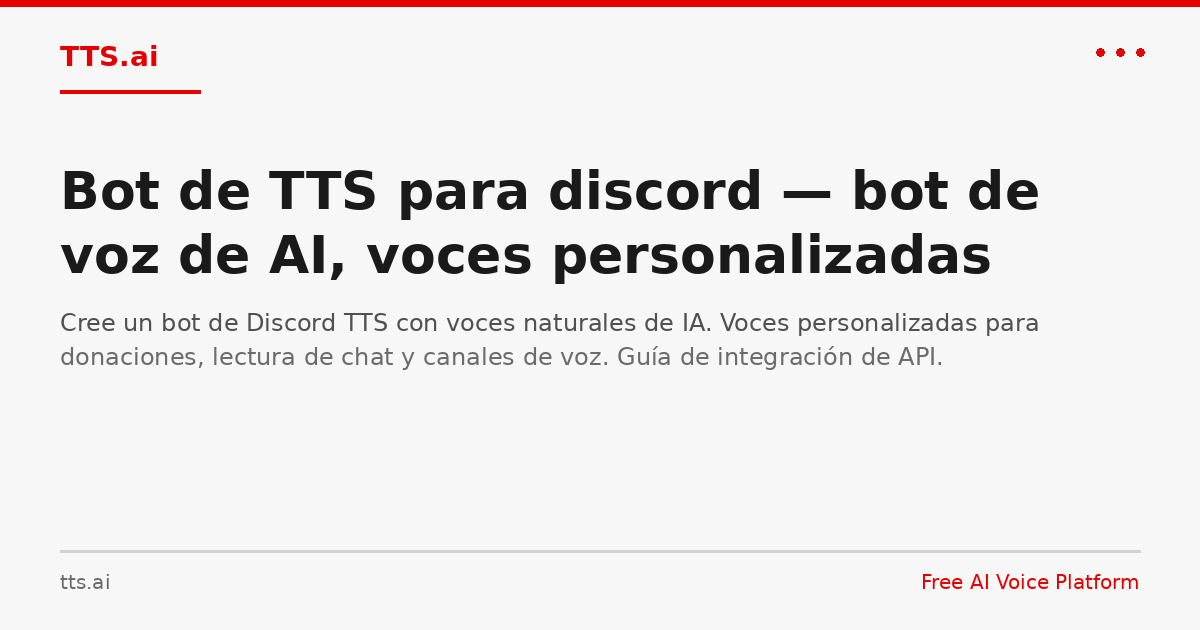 Tts Bot Bot de TTS para discord — bot de voz de AI, voces personalizadas | TTS.ai