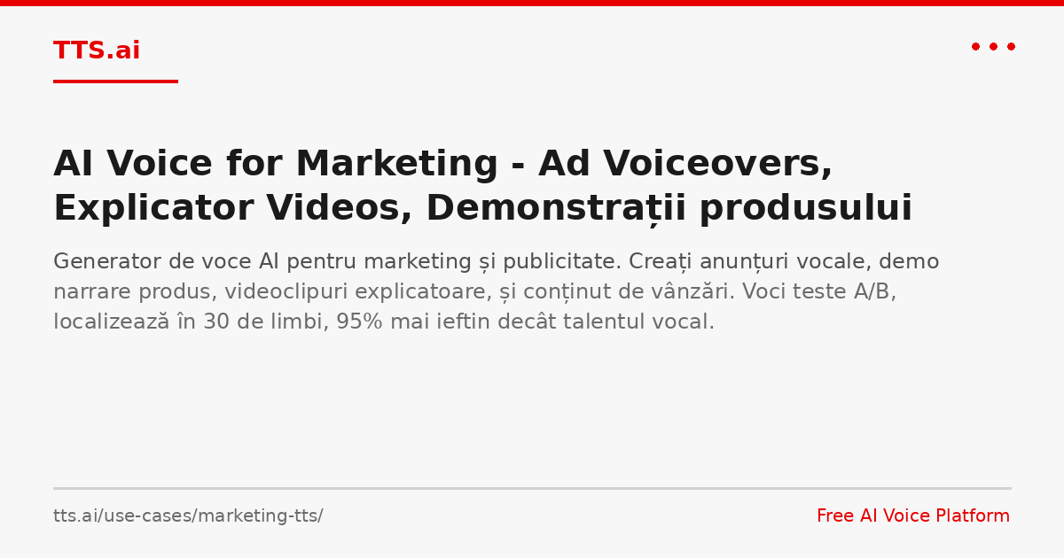 AI Voice for Marketing - Ad Voiceovers, Explicator Videos, Demonstrații ...