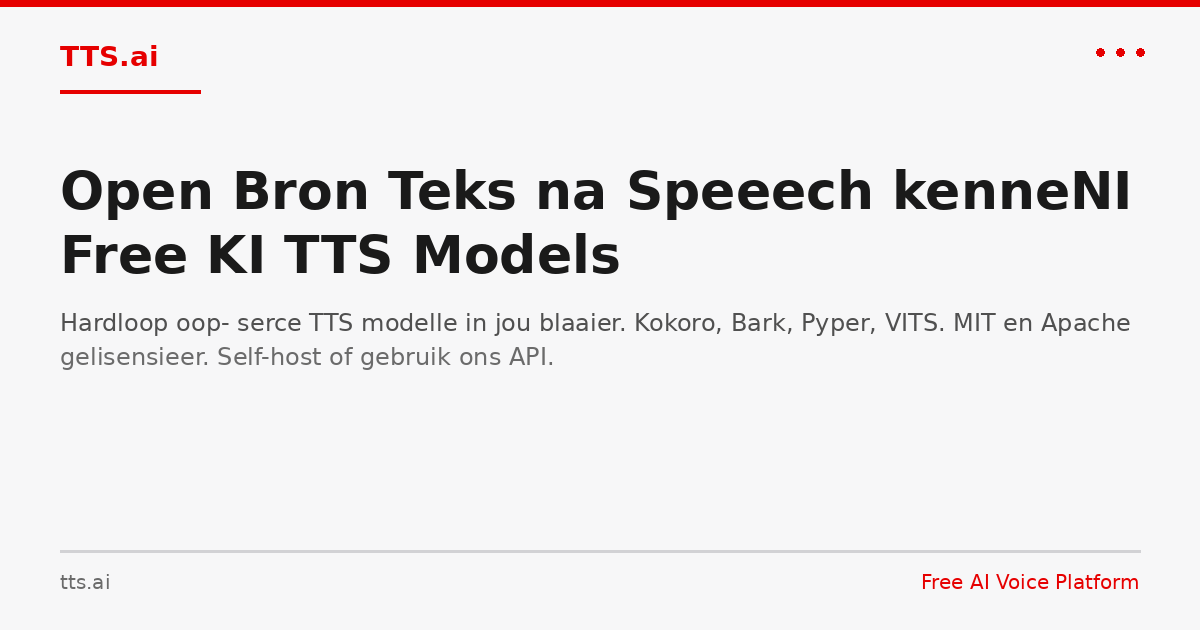 Open Source Text to Speech — Free AI TTS Models | TTS.ai