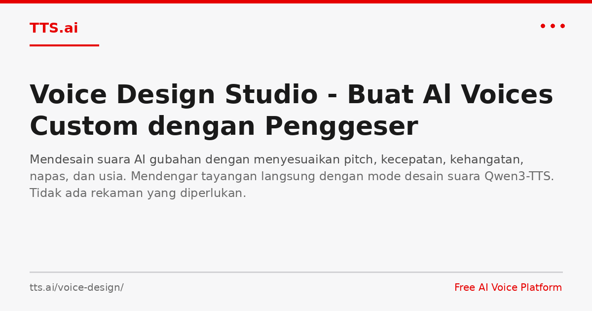 Voice Design Studio - Buat Al Voices Custom dengan Penggeser | TTS.ai